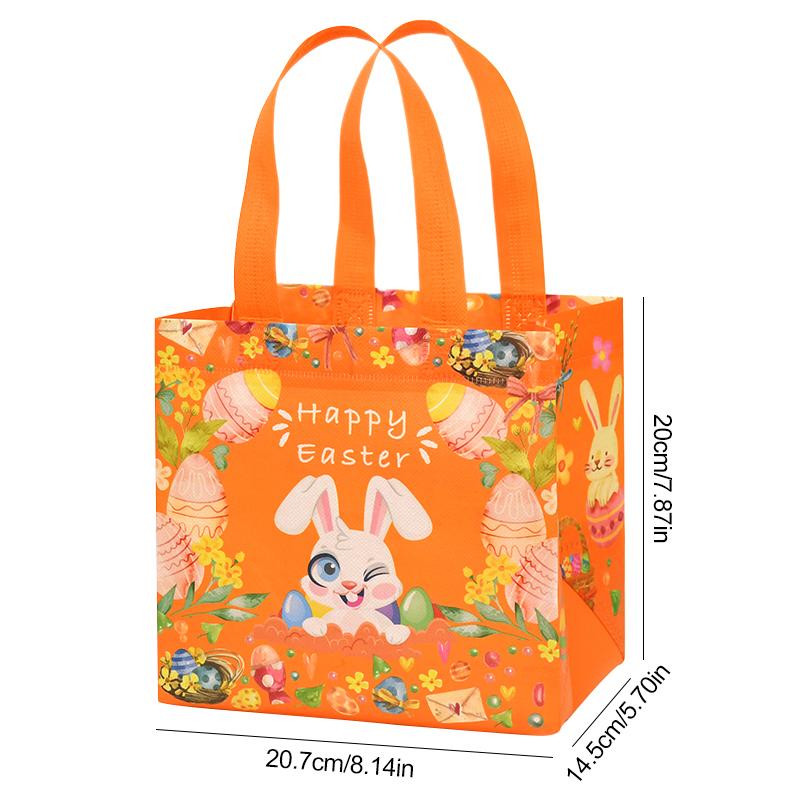 Easter Gift Bags Cute Rabbit Printed Candy Snack Tote Bag Non-Woven Egg Basket Non Woven Happy Easter Party Decoration Supplies