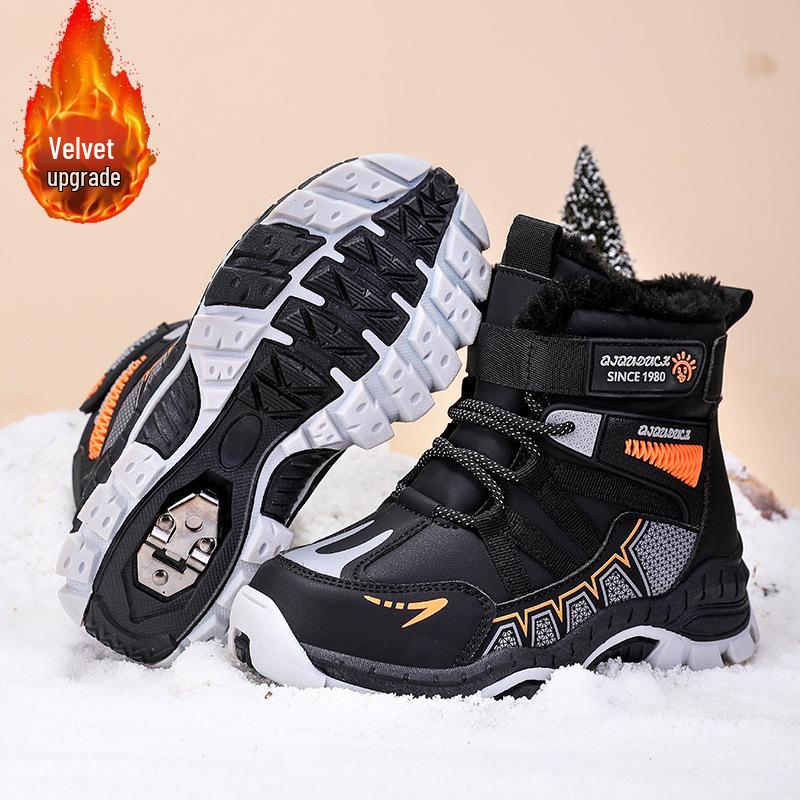Boys' 2025 Winter High-Top Snow Boots with Anti-Slip Steel Claw and Plush Lining.