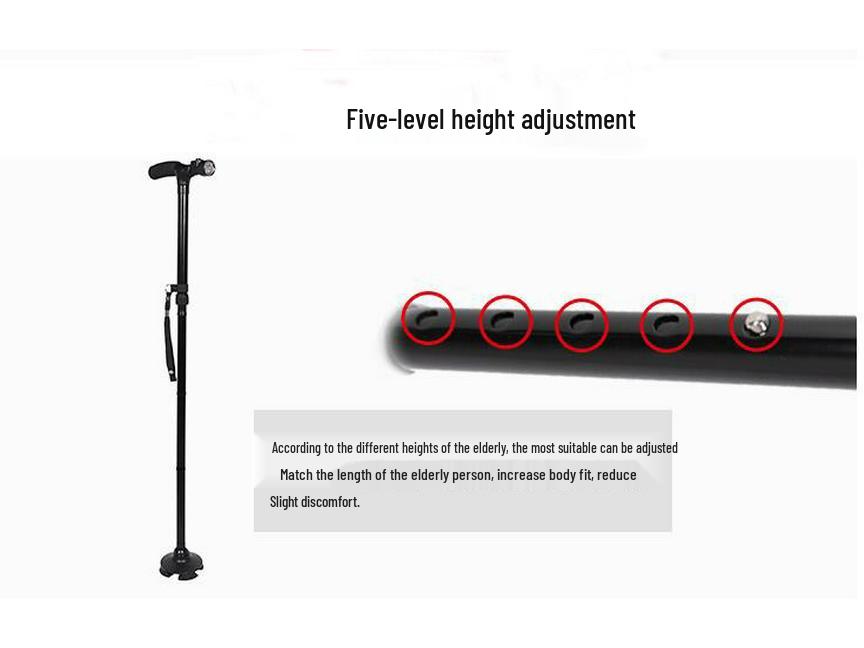 Telescopic Five-Section Folding Walking Cane for Elderly and Hiking
