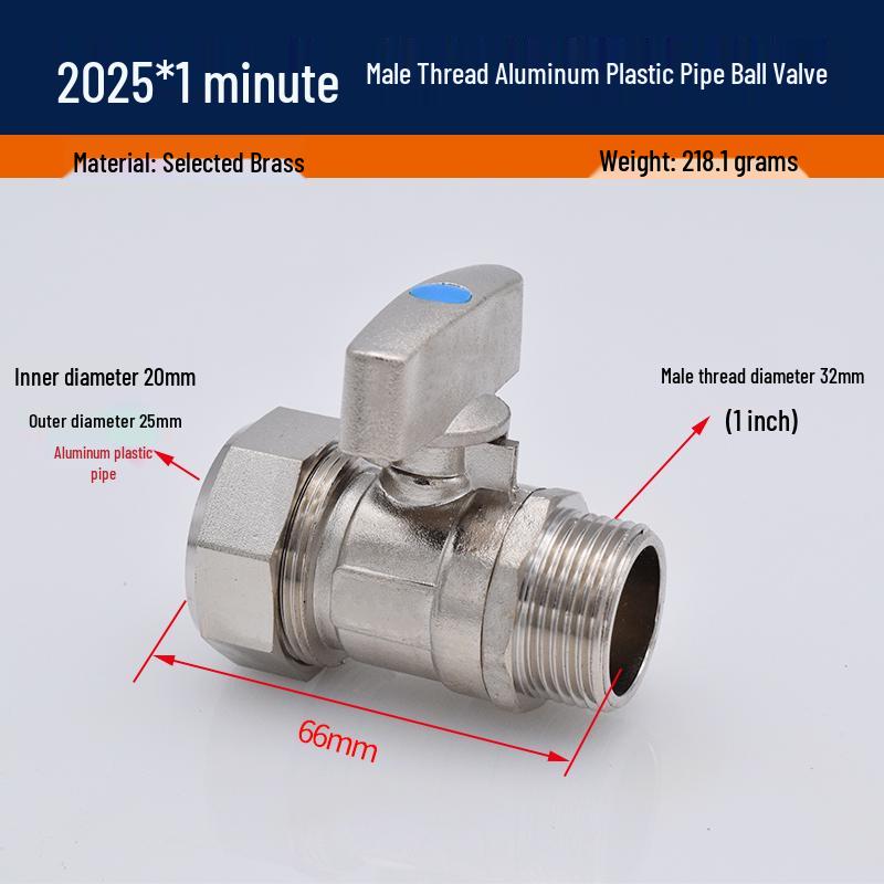 Solar Compression Ball Valve Switch with Aluminum-Plastic Pipe Fitting for Radiators 1/2" & 3/4" 2025 Model