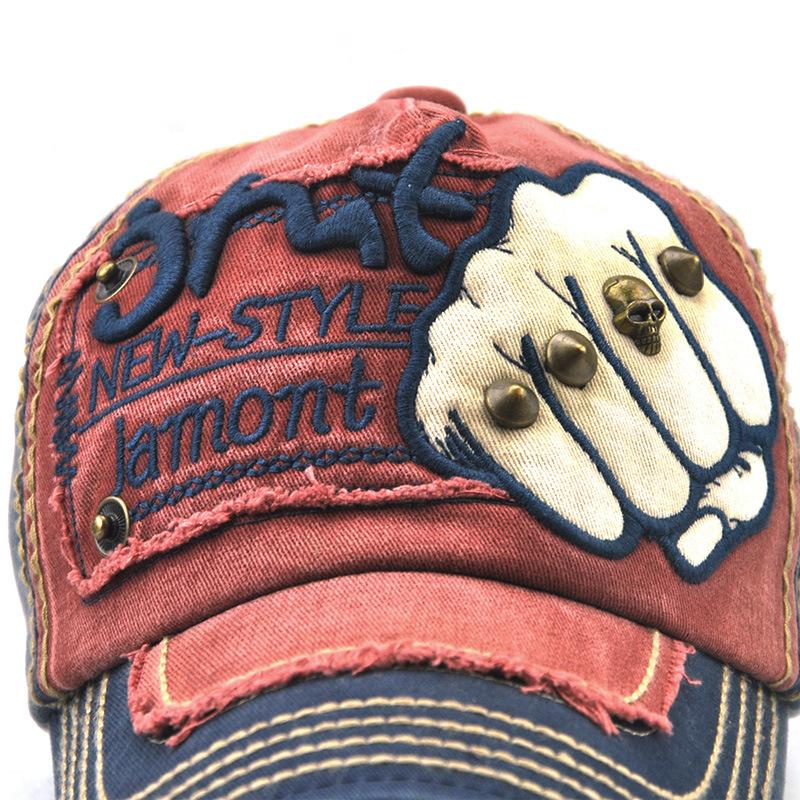 Berretto da baseball con pugno da uomo e da donna, berretto casual alla moda con alfabeto e borchie