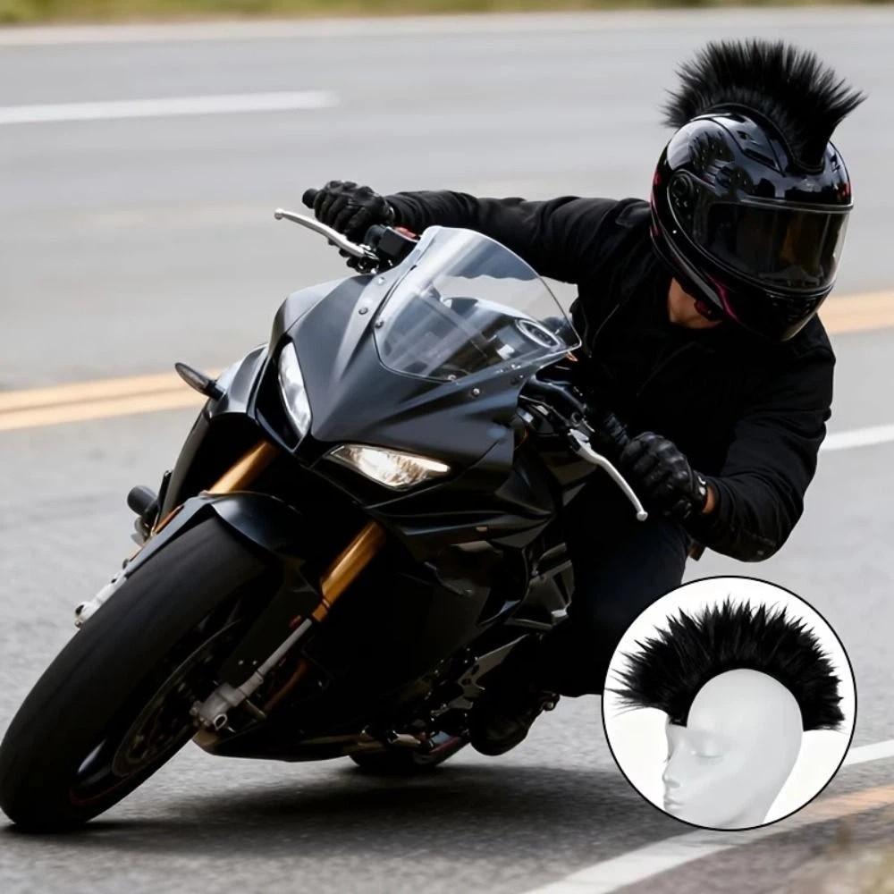 Reusable Mohawk Synthetic Wigs Adhesive Helmet Mohawk Wig Helmet Decorations  Ski Helmet