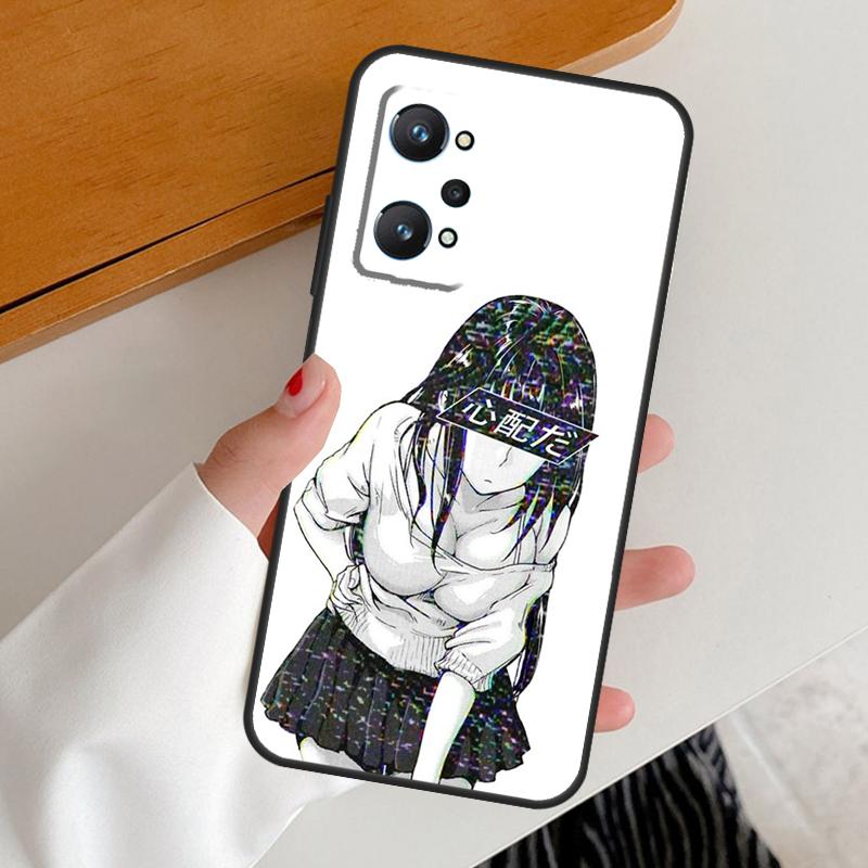 Sad Girl Japanese Anime For Realme 14 10 11 12 13 Pro Plus GT6 GT7 15 Pro C65 C67 C63 C61 C55 C51 C53 C35 C75 Case