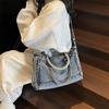 Retro Washed Denim Canvas Bag Women's New Large-capacity Casual Versatile Commuter Tote Bag Messenger Bag
