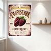 Vintage Farm Fresh Raspberry Metal Tin Sign - 100% Natural Retro Wall Decor with Realistic Raspberry Illustrations for Café Home