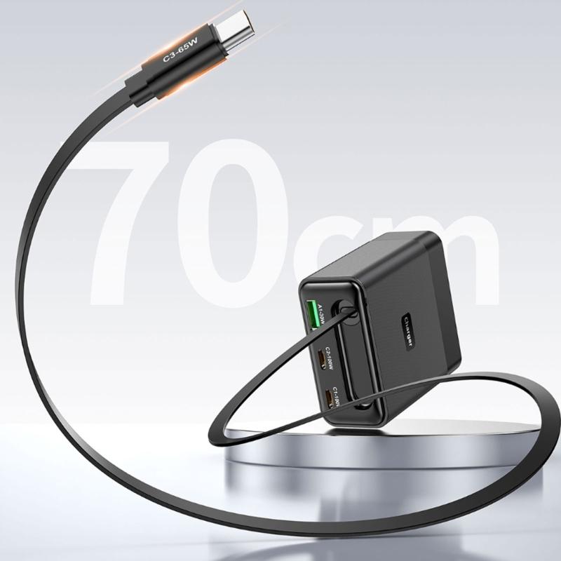 100W Wall Charger Charging Block Including Flexible USB C Cord And 3 Outputs Universal Power Supply Lightweighted