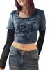 Women Y2K Long Sleeve Tops Long Sleeve Fairy Grunge Aesthetic Shirts Vintage Graphic E-Girl Teen Tee Streetwear