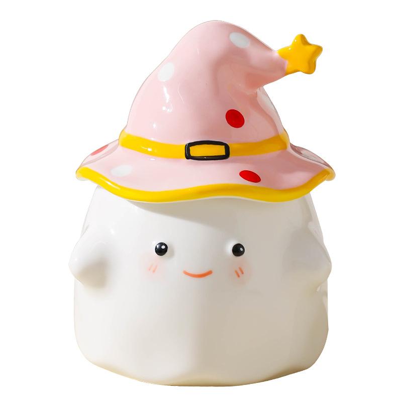 Birthday Gift Funny Ghost Mug with Lid Ceramic Cup Niche Gift Souvenir Water Cup Halloween Gift