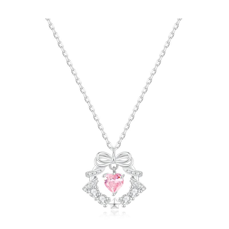 Barbie necklace Sweet princess bow and smart love pendant. Cute and elegant lucky clavicle chain. Simple and versatile with good luck TX2308013C