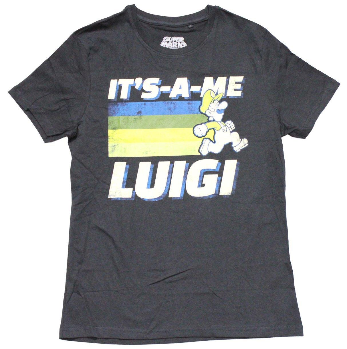 Super Mario Brothers New Adult T-Shirt - It s A Me Luigi Running Image M