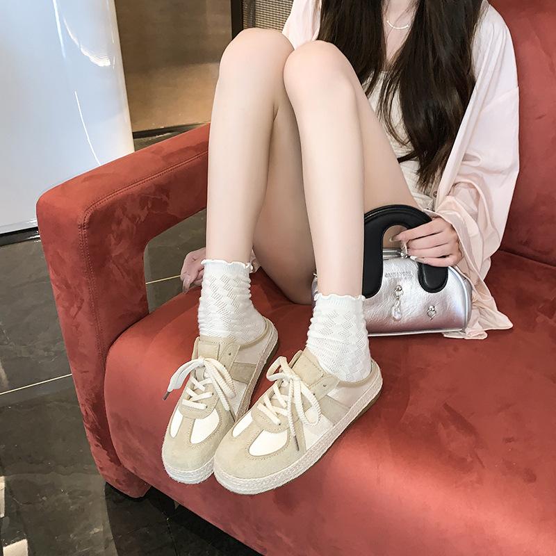 Galoa 2025 summer new half-slippers women's comfortable German training shoes lazy straw one-pedal fisherman shoes