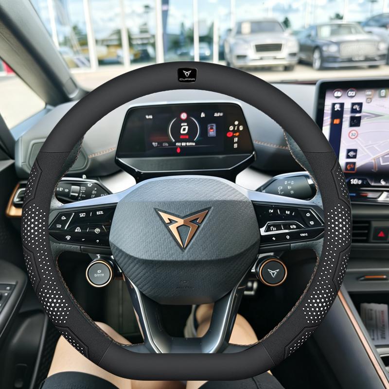 BFI1 Car Breathable Anti-Slip Suede Leather Steering Wheel Cover For Cupra Formentor Terramar Tavascan Ateca Born Leon ST IBIZA Raval