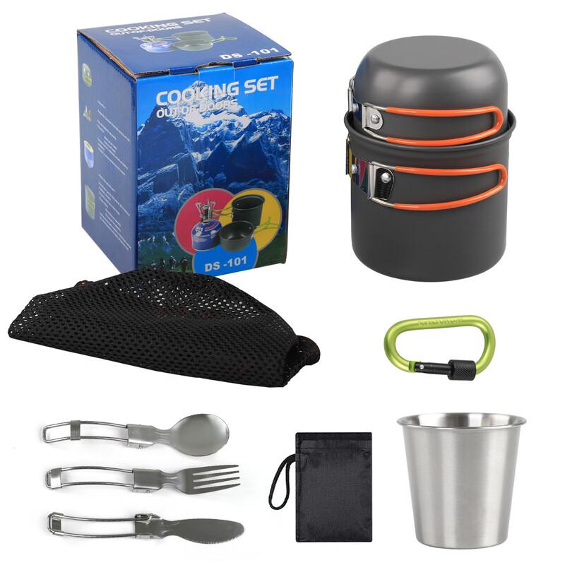 1-2 Person Portable Outdoor Camping Cookware and Tableware Set