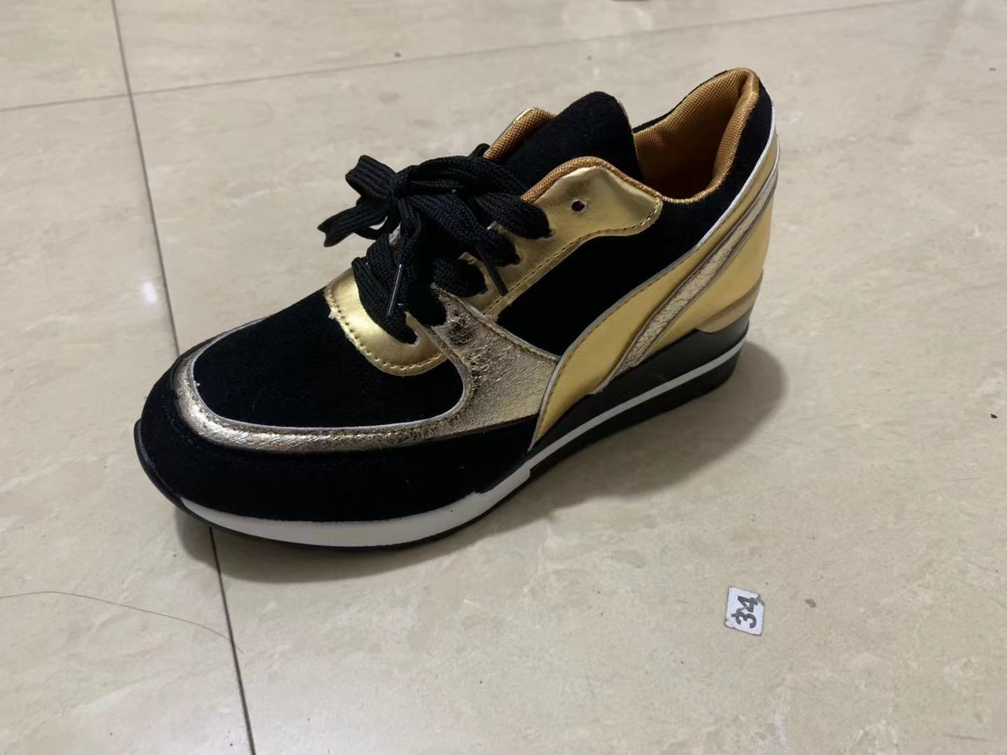 

Женские туфли на толстой подошве, повседневные туфли на плоской подошве с цветными блоками, дышащие спортивные туфли на танкетке с пайетками 39 золотой