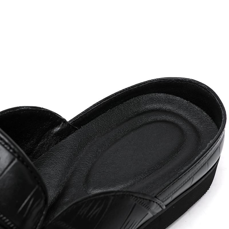 Loafers Summer Slip on Half Shoes for Men Leather Slippers Casual Breathable Comfy Loafers Moccasins Black