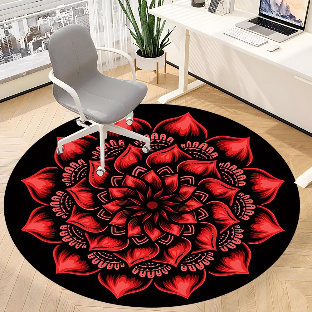 1pc Floral Mandala Office Round Area Rug, Indoor Mat Suitable ForOffice, Under Office Chairs Bedroom Living Room Home Decor, Room Deco q136