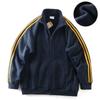 American Retro Knitting Stand Collar Cardigan Sweatshirt Men's Fall and Winter Three Bars Velvet Padded Thickened Coat Export Men's Clothing Jacket