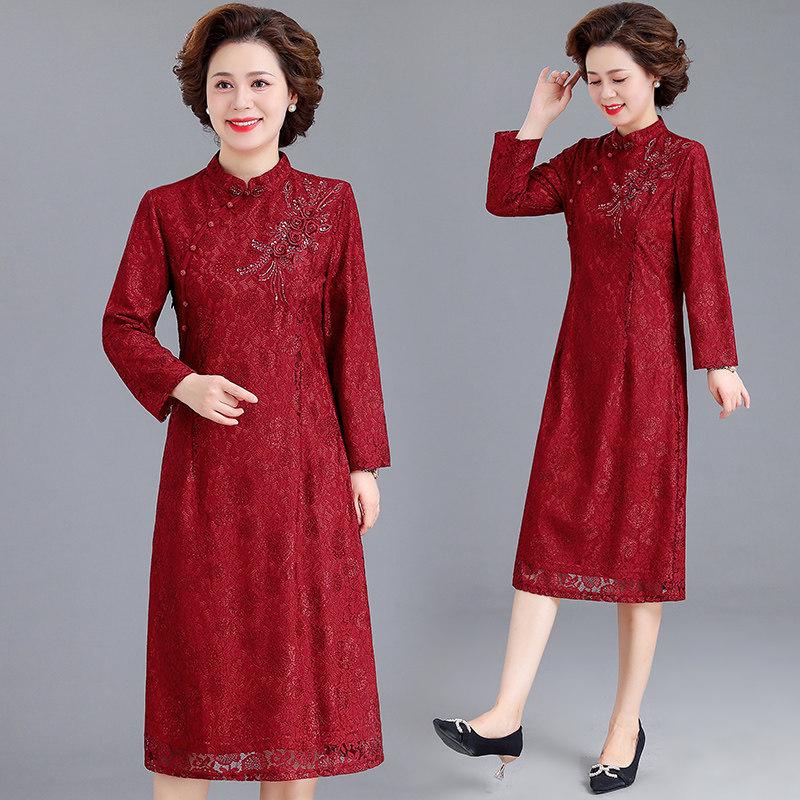 Elegant Spring Mother-in-law Wedding Qipao Dress - Formal Wear & Daily Skirt