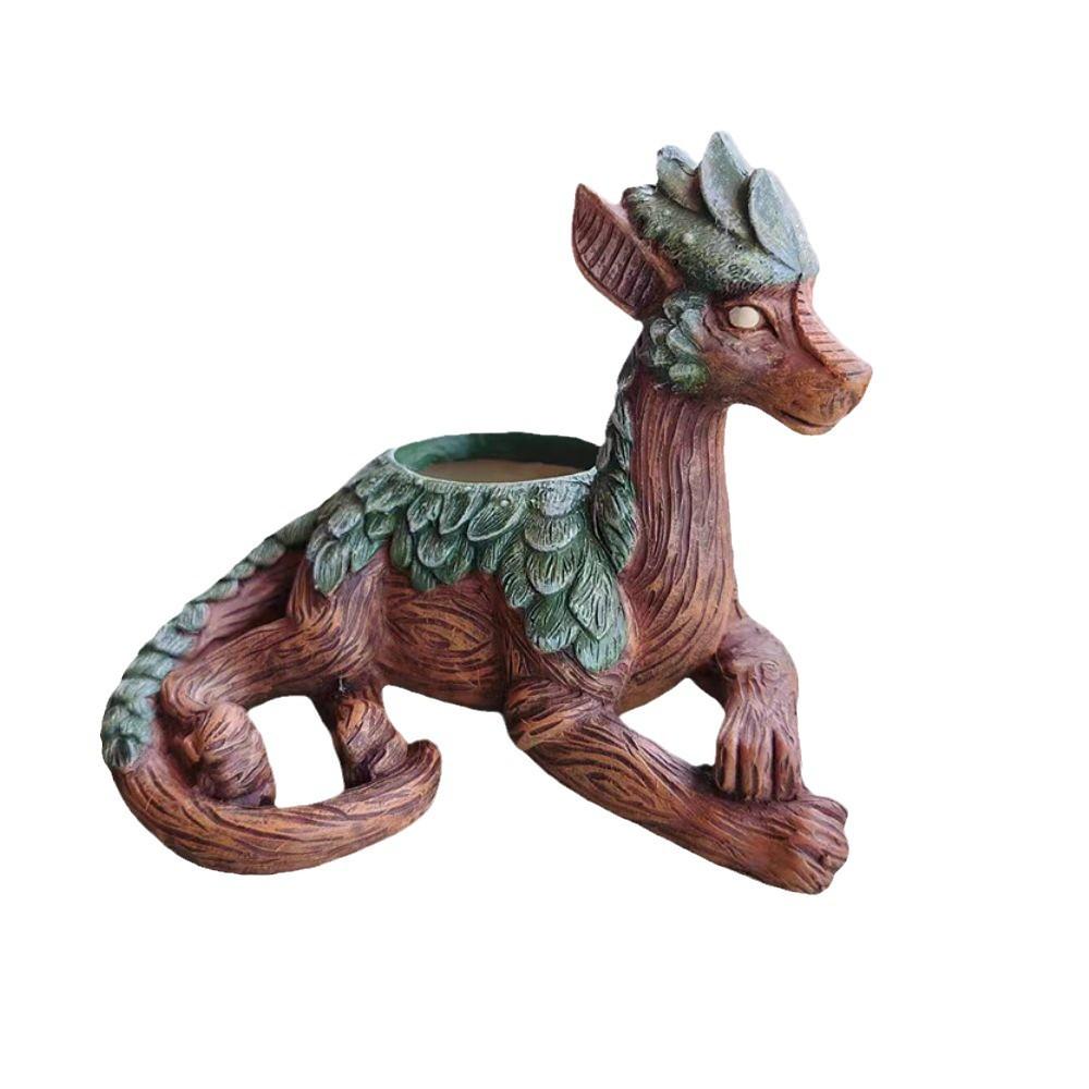 Outdoor creative dragon flower pot Garden guardian resin statue Home yard decoration Dragon flower pot Office desktop decoration