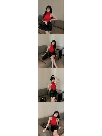 Women's Spicy High Neck Sleeveless Top - Sexy Autumn/Winter Trendy Outer/Inner Wear