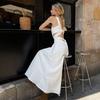 2026 French Elegant White Maxi Dress Hollow Out Backless A Line Sleeveless Vacation