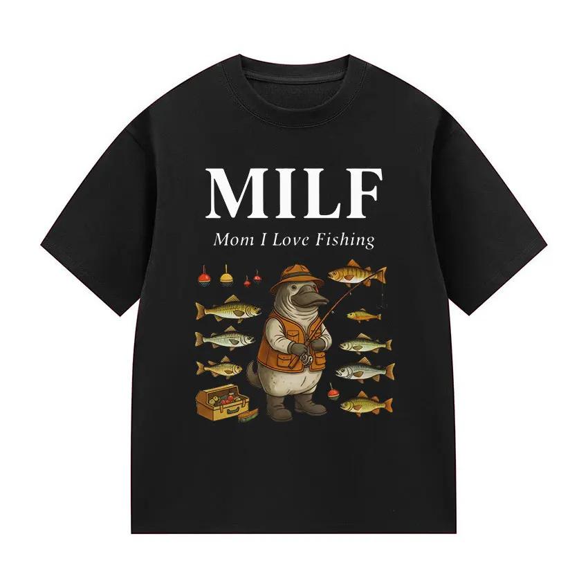 Funny Mom I Love Fishing Meme Vintage TShirt Men Women Fashion Oversized T Shirts Casual High Quality Cotton T Shirt Streetwear