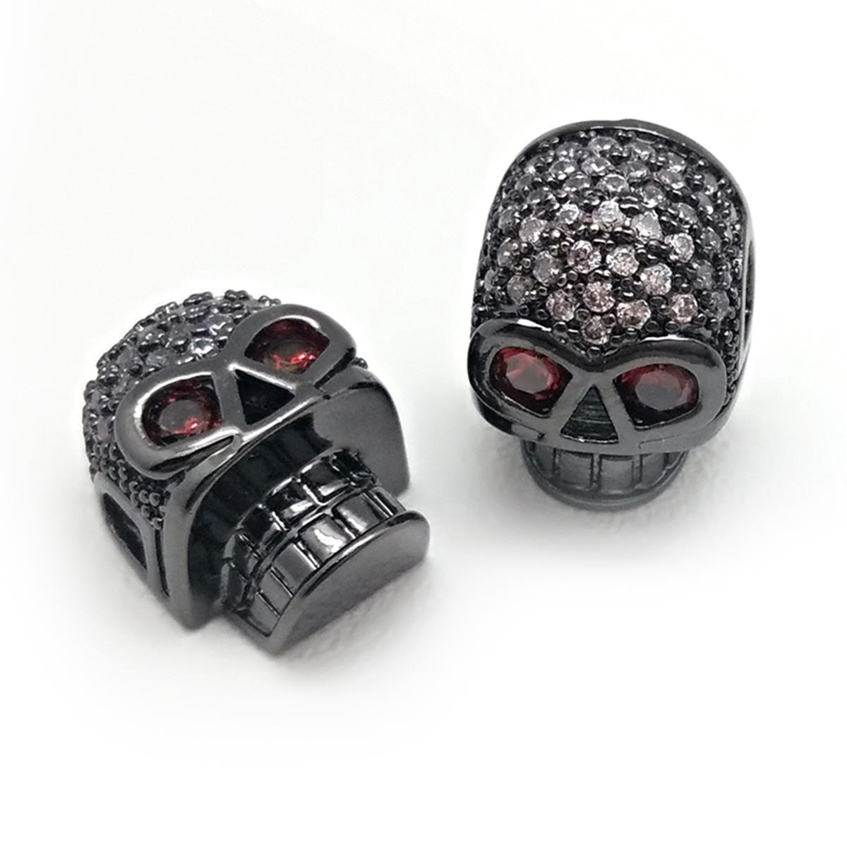 

2 шт., металлические черепа, свободные бусины, циркон, подвеска для изготовления ювелирных изделий, аксессуары для браслетов