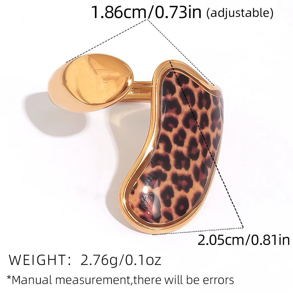 European & American Autumn/Winter Yellow Leopard Print Metal Ring Jewelry with Irregular Hollow Fashion Design
