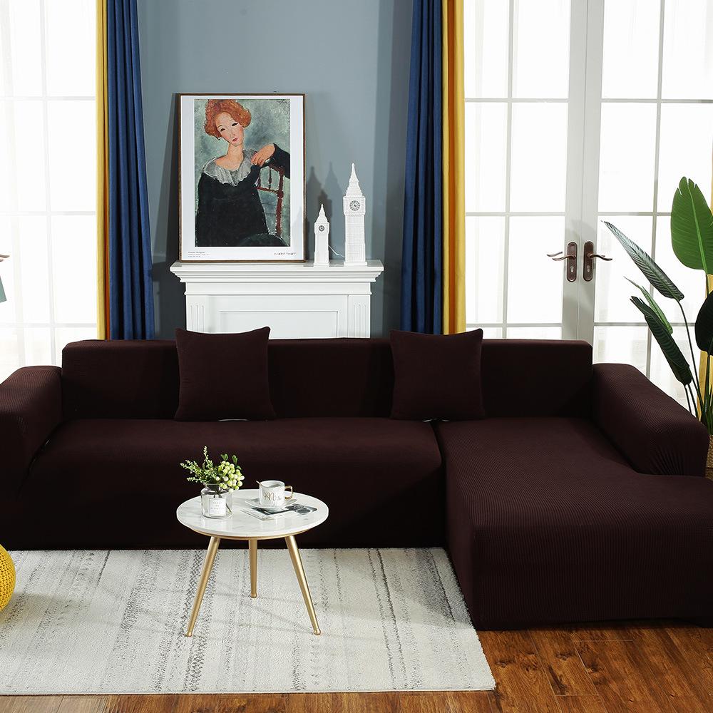 Capa de sofá elástica de veludo de milho de cor sólida, moderna, simples, para sala de estar, sofá simples, almofada integrada para sofá de estimação