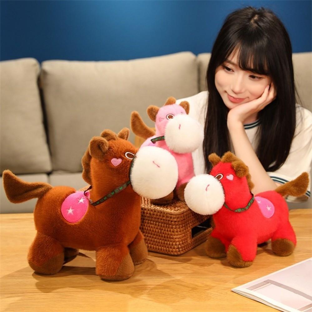 Mascot Dolls 2026 Horse Plush Doll Cute Zodiac Pony Figurine Chinese New Year