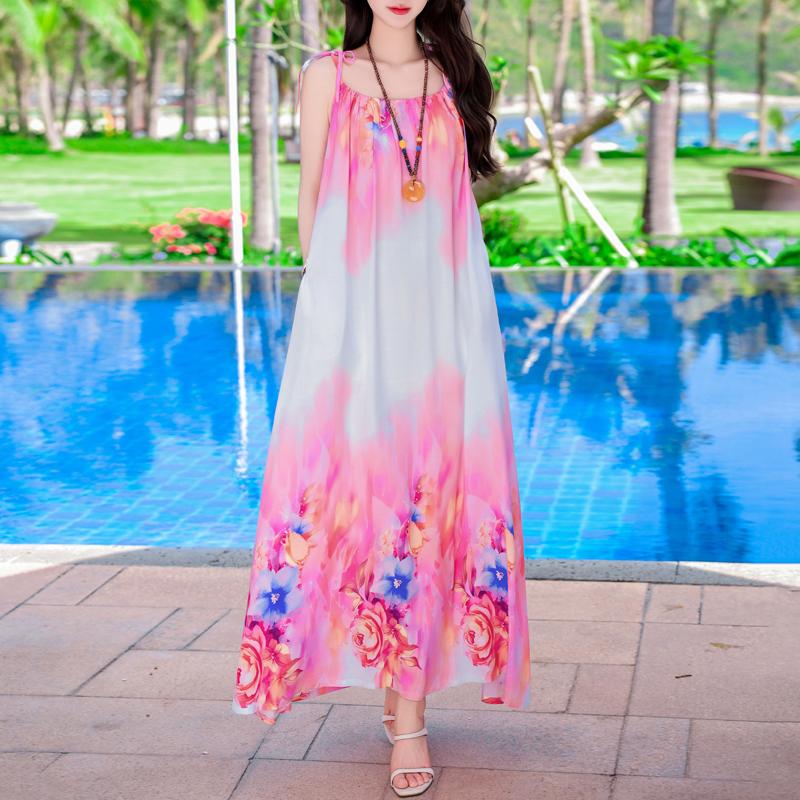 Casual Long Slip Dress for Women Summer Clothes Elegant Loose Plus Size Dress Beachwear