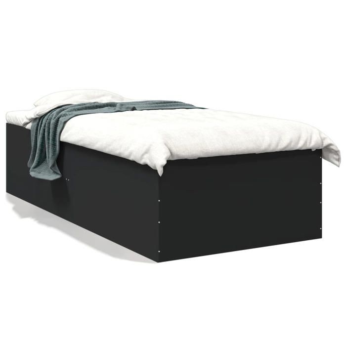 VidaXL Bed Frames Black 100x200 Cm Engineered Wood, Bedroom Furniture, Slatted Base, Panel Bed, Bed, Bed 3280959