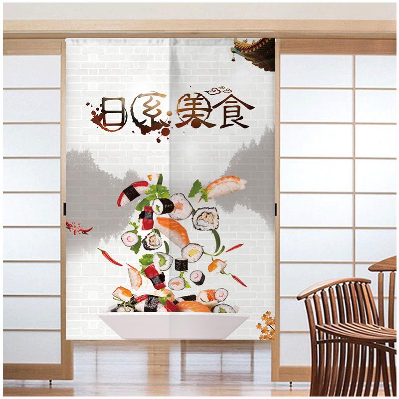 Japanese Sushi Door Curtain Partition Kitchen Doorway Decorative Drapes Cafe Restaurant Entrance Noren Half-Curtain