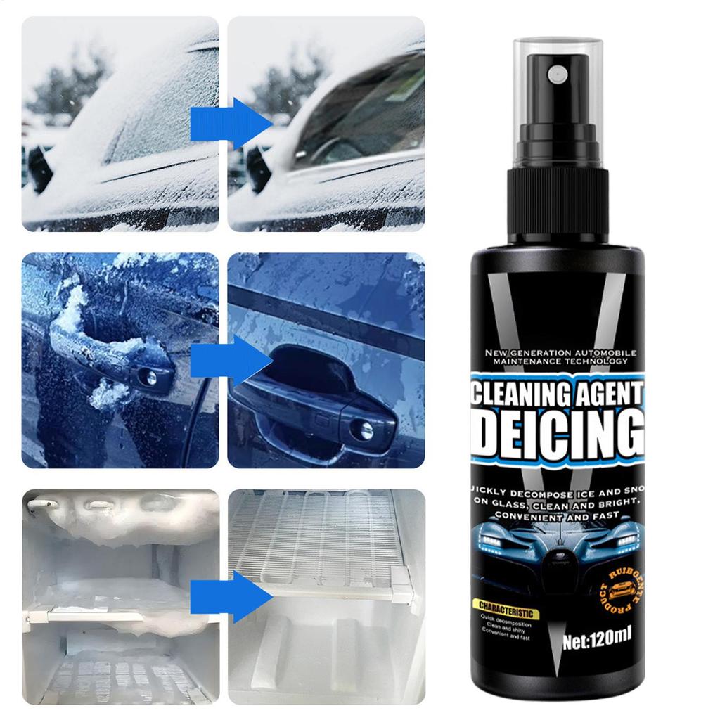Windshield Deicer Spray 120ml Quick Long-Lasting Auto Defogger Car Windshield Deicing Spray For Headlight Roof Winter Home