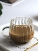High Borosilicate Heat-Resistant Glass Juice Beverage Cup Drinking Cup Vertical Pattern With Handle Single Layer Cup Household Milk Coffee Cup