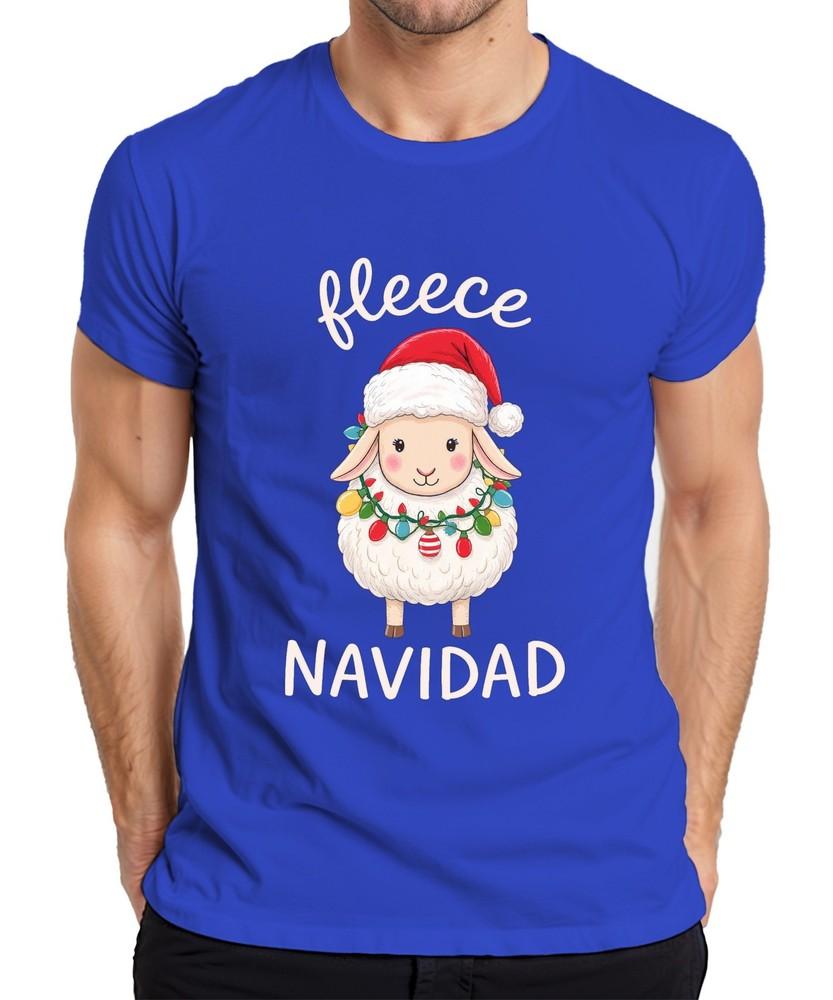 Fleece Navidad Cute Sheep Christmas String Lights Santa Unisexs TShirt