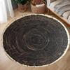 Natural Woodland Charm Tree Ring Pattern Round Rug Wood Log Floor Mat Trunk-Inspired Carpet Decorative Wood Crack Design Room