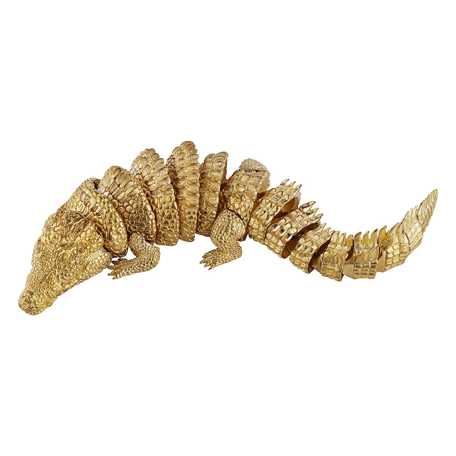 

Фигурка крокодила, статуэтка аллигатора по фен-шуй, рептилия, шарнирная игрушка для стола, спальни, двора, внутреннего, наружного, офиса золотой