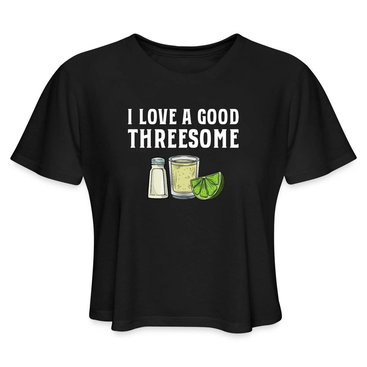 Tequila Lime Salt | A Good Threesome | Funny Women s Cropped T-Shirt M