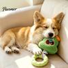 Soft Fabric Doll with Rubber Ring Squeaky Dog Chew Toy, Stuffed Puppy, Macaron Color Pet Play Toys Interactive Fetch Tug Toy for Aggressive