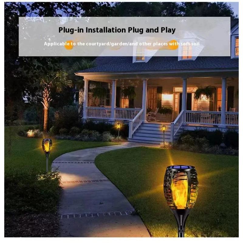 12LED Solar Flame Torch Light Flickering Light Waterproof Outdoor Lawn Path Yard Patio Floor Lamp Garden Christmas Decoration