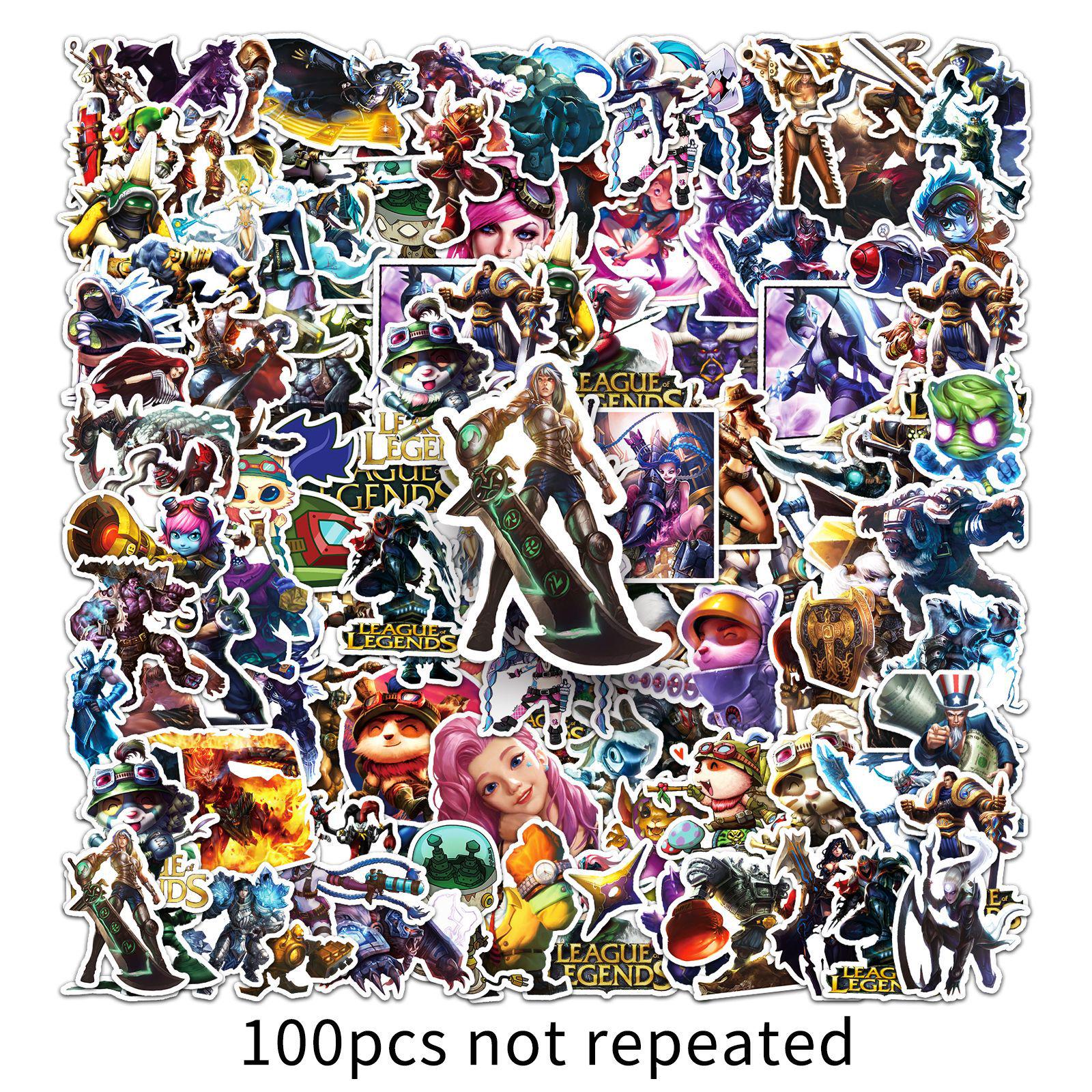 100 водонепроницаемых мультяшных наклеек League of Legends для журналов и канцелярских принадлежностей