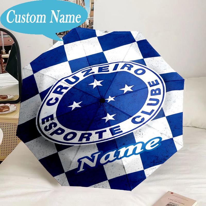 Custom Name Umbrella Cruzeiro FC Crest Umbrella 8-Frame for Travel, Camping, Casual Lightweight Portable, Essential for Family Gifts
