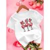 European Sizes Cute Flamingo Girl T-Shirt, Happy Valentine'S Day, a Perfect Gift for The Spring And Summer Season, Short-Sleeved, Breathable