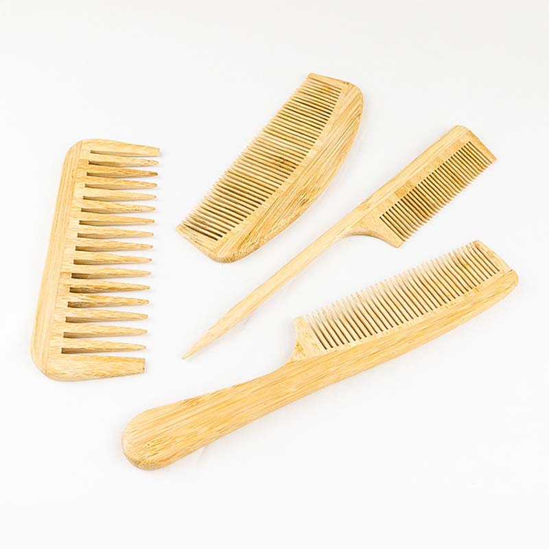 Pocket Wooden Comb Natural Nan Bamboo Super Wide Tooth Wood Combs Double Side Engraved Small Hair Combs