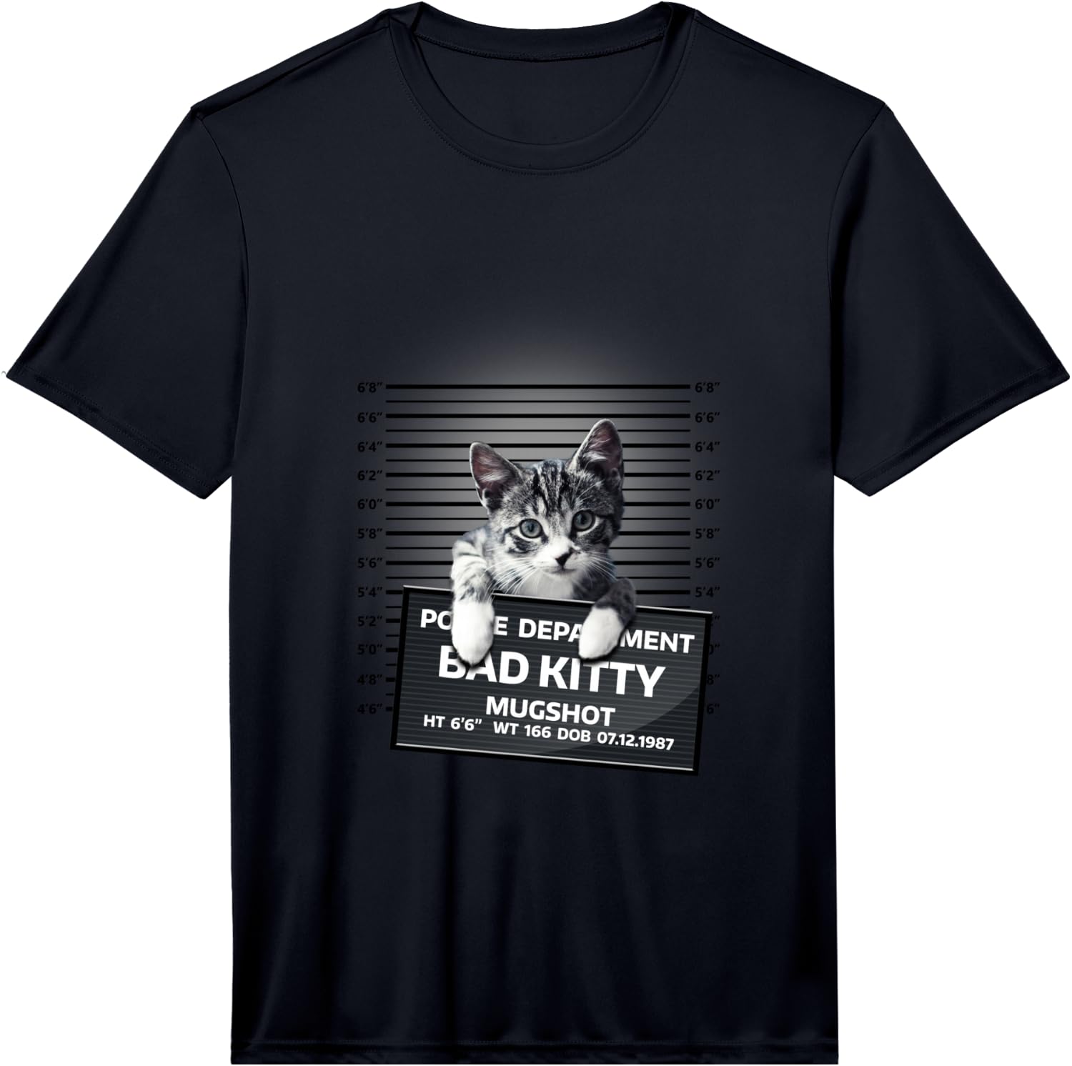 Funny Bad Kitty Cat Mugshot Cute Cat Lover Gift Performance Unisex T-Shirt M