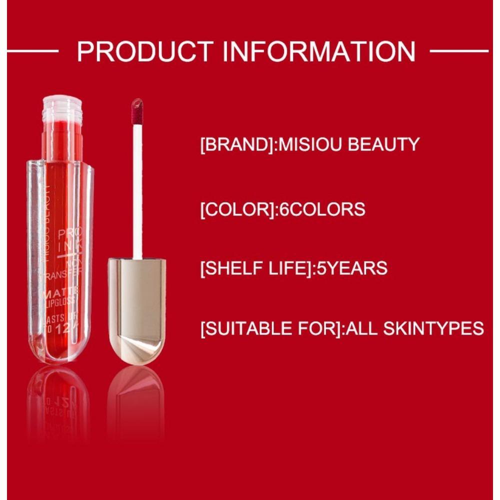 Misiou Beauty Dlouhotrvající hydratační, neblednoucí, nepřilnavá rtěnka, matný matný lesk na rty, šestidílná sada dárkových krabic