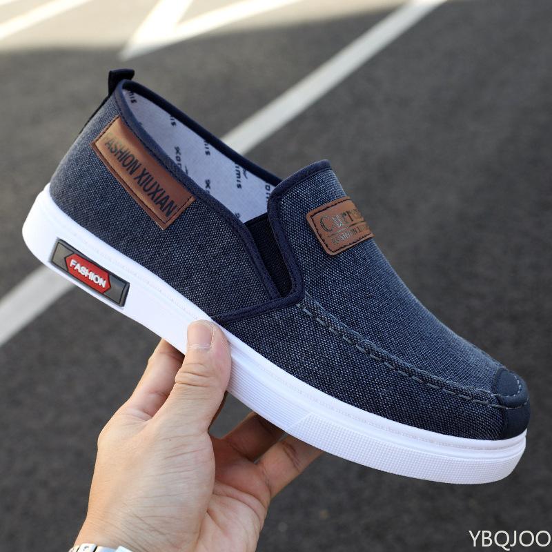 Men's comfortable summer Flats Casual lightweight lazy shoes Fashion trendy canvas shoes Soft soled anti slip work flat Homme