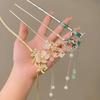 6pc/set Elegant Chinese Hair Clips Tassels Traditional Hair Sticks Women's Retro Metal Flowers Jade Decorations Hair Accessories