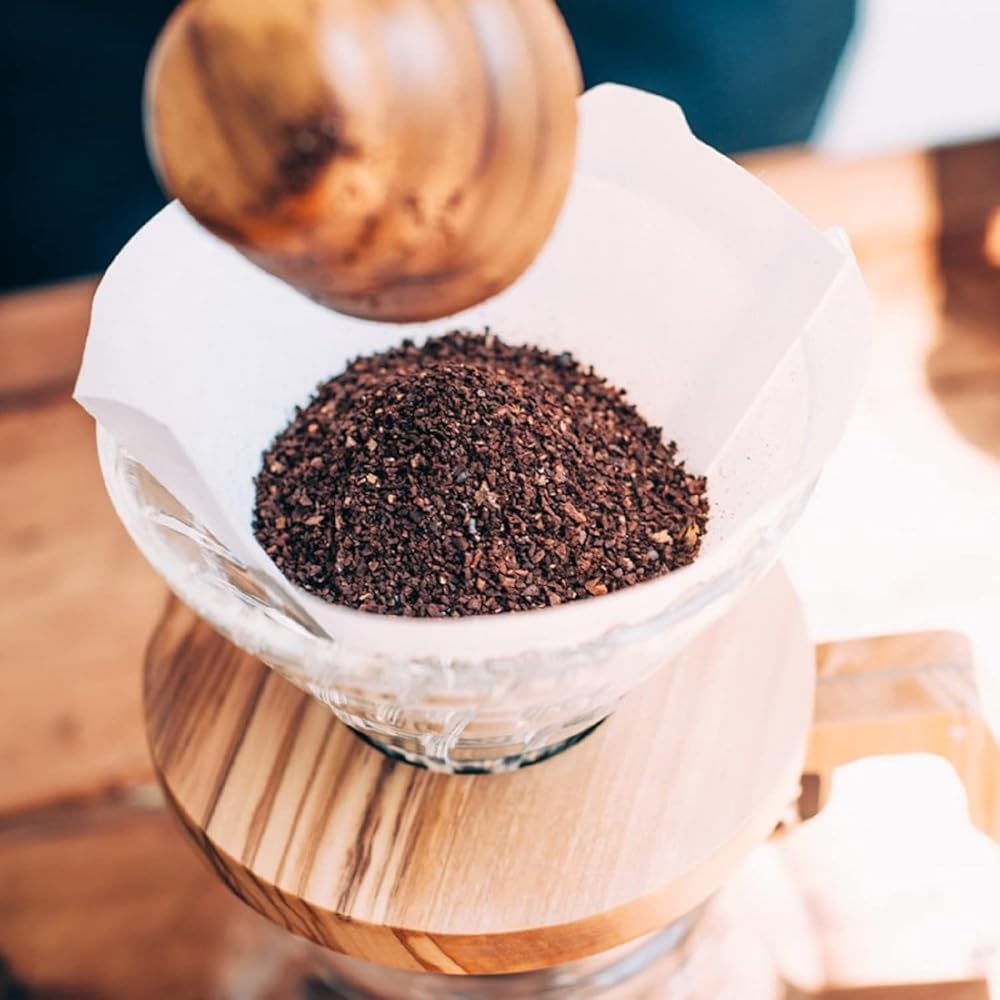 HARIO V60 Heat-Resistant Glass Coffee Dripper with Olive Wood Finish (02) for 1-4 Cups (VDGR-02-OV)